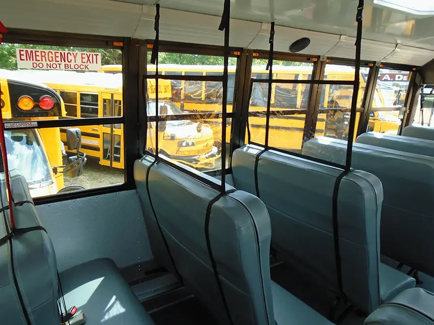 Soft Shield viewed across several school bus seats