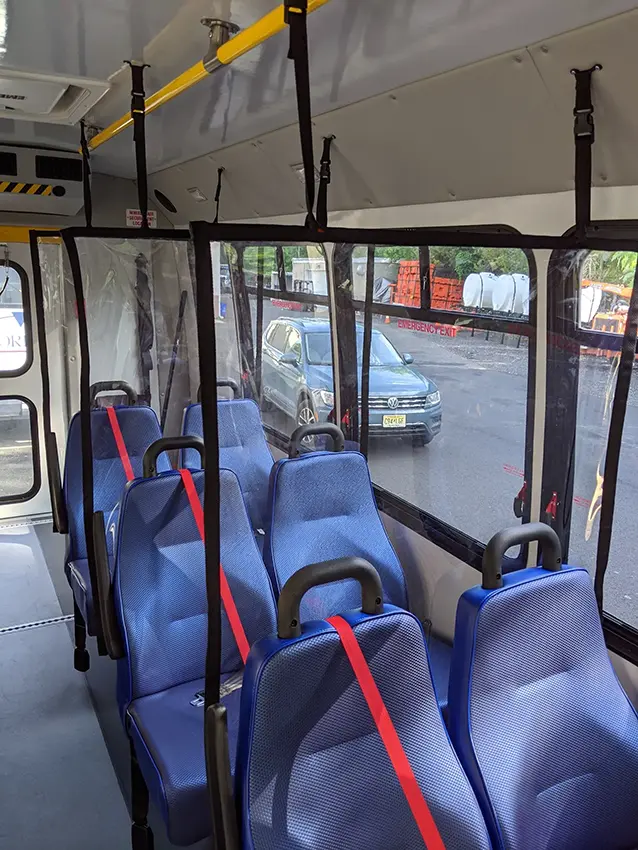 Close vertical view of a school bus barrier installation