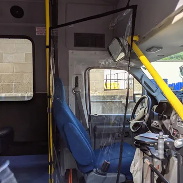 Soft Shield providing separation near a school bus driver area